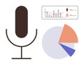 Microphone with Statistics Audio Analytics and Data Visualization for Research and Performance Royalty Free Stock Photo