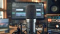 The microphone in the studio.AI generated image Royalty Free Stock Photo