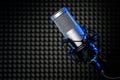 Microphone in the studio with noise cancelling panel. Professional sound recording equipment Royalty Free Stock Photo