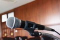 microphone,Table and chair in the courtroom