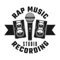 Microphone and speakers vector rap music emblem Royalty Free Stock Photo