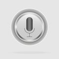 Microphone vector icon. Air Microphone Button web design. Silver metallic web buttons. Vector illustration Royalty Free Stock Photo