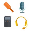 Microphone vector icon isolated interview music TV tool show voice radio broadcast audio live record studio sound media Royalty Free Stock Photo