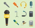 Microphone vector icon isolated interview music TV tool show voice radio broadcast audio live record studio sound media Royalty Free Stock Photo