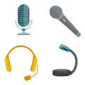 Microphone vector icon isolated interview music TV web vocal tool show voice radio broadcast audio live record studio Royalty Free Stock Photo