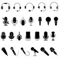 Microphone vector icon set. audio illustration sign collection. broadcast symbol on white background. Royalty Free Stock Photo