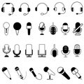 Microphone vector icon set. audio illustration sign collection. broadcast symbol on white background. Royalty Free Stock Photo