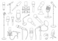 Microphone vector illustration on white background. Vector outline set icon music mic. Isolated outline set icon Royalty Free Stock Photo