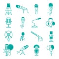 Microphone vector musical radio studio records icons audio dictaphone, microphones podcast webcast broadcast or music Royalty Free Stock Photo