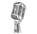 Microphone vintage sketch hand drawn Vector Royalty Free Stock Photo