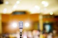 Microphone vintage style in concert hall or conference and meeting room.