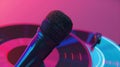 The microphone on vinyl. AI generated Royalty Free Stock Photo