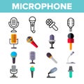 Microphone, Voice Recording Vector Color Icons Set Royalty Free Stock Photo