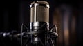 Microphone, which is an essential component of any recording studio. It has been placed on top of stand and positioned in front Royalty Free Stock Photo