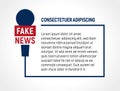 Microphone wire frame with text, fake news, false broadcast vector illustration. Newsletter template, vector Royalty Free Stock Photo