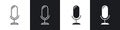 Microphoneline in Thin line black color. flat simple vector symbols illustration Royalty Free Stock Photo