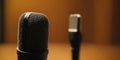 microphones in podcast room selective focus Royalty Free Stock Photo