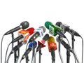 Microphones prepared for press conference or interview isolated Royalty Free Stock Photo