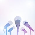 Microphones for press conference or interview on white background Royalty Free Stock Photo