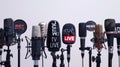 The microphones during press session. AI generated Royalty Free Stock Photo