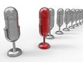 Microphones target in row concept Royalty Free Stock Photo