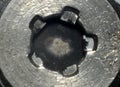 Microphoto of Americium source from old smoke alarm.