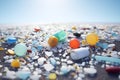 microplastic particles float in the ocean, water pollution Royalty Free Stock Photo