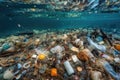 microplastic pollution on the seabed, with microplastics and other debris scattered among marine life