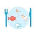 Micro plastic In Fish Dish Royalty Free Stock Photo