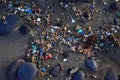 Microplastics on a beach. Famara Beach, Lanzarote