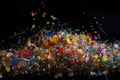 microplastics being consumed by plankton, with visible impact on the creatures
