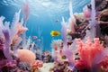 microplastics entangled in colorful coral reefs