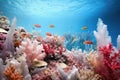 microplastics entangled in colorful coral reefs
