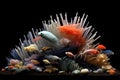 microplastics in fish gills, magnified view