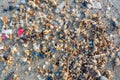 Microplastics found on the shore of a beach in Lanzarote. Sea pollution by plastic Royalty Free Stock Photo