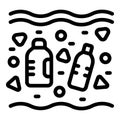 Microplastics pollution icon outline vector. Water ocean