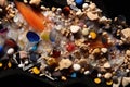 microplastics in soil sample, magnified view