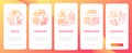 Microplastics sources onboarding mobile app page screen with concepts