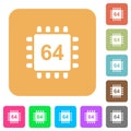 Microprocessor 64 bit architecture rounded square flat icons Royalty Free Stock Photo