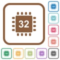 Microprocessor 32 bit architecture simple icons