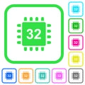 Microprocessor 32 bit architecture vivid colored flat icons