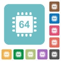Microprocessor 64 bit architecture rounded square flat icons Royalty Free Stock Photo