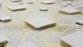 Microprocessor Chips on Circuit Board Surface Royalty Free Stock Photo
