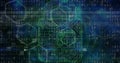 Microprocessor connections forming a security padlock icon against binary coding data processing Royalty Free Stock Photo