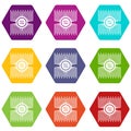 Microprocessor icons set 9 vector