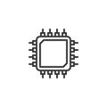 Microprocessor, Microchip line icon