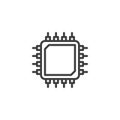 Microprocessor, Microchip line icon