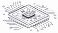 Microprocessor vector design, computer chip, CPU, electronic component, circuit board art Generative AI Royalty Free Stock Photo