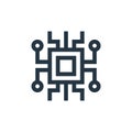 microprocessor vector icon isolated on white background. Outline, thin line microprocessor icon for website design and mobile, app Royalty Free Stock Photo