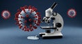 Microscope Analyzing Virus Cells in Lab Science Concept Royalty Free Stock Photo